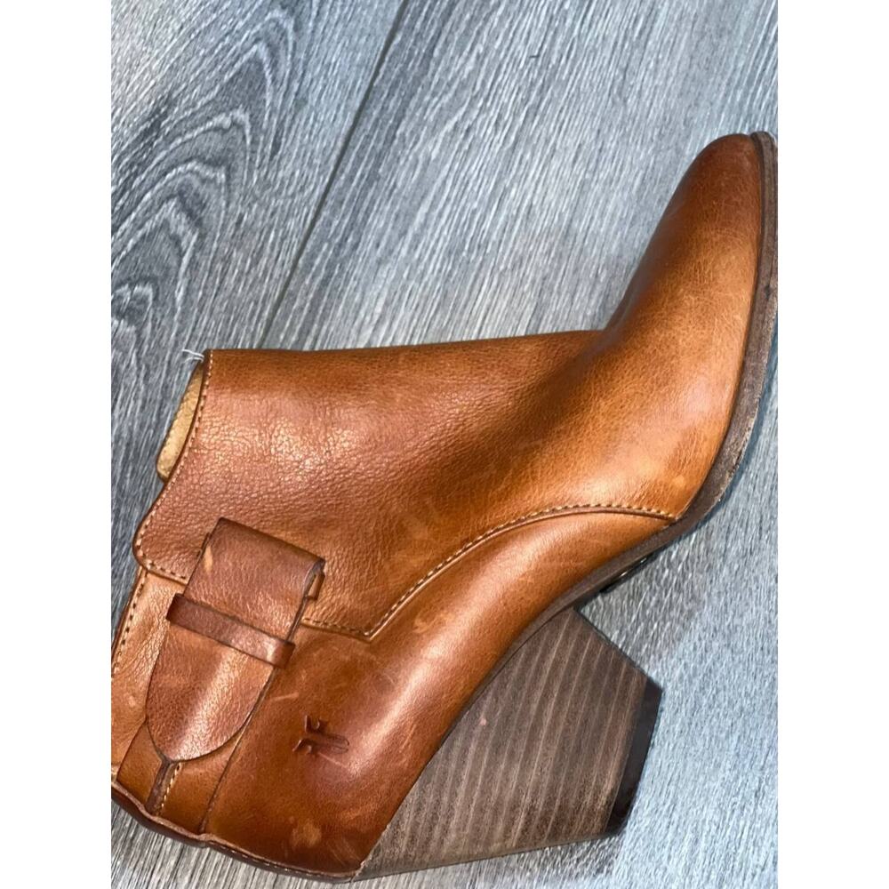Frye Women's Carmel Full Grain Leather Zip Short Boots Y2K cognac Size 7 S000142 - Picture 4 of 11